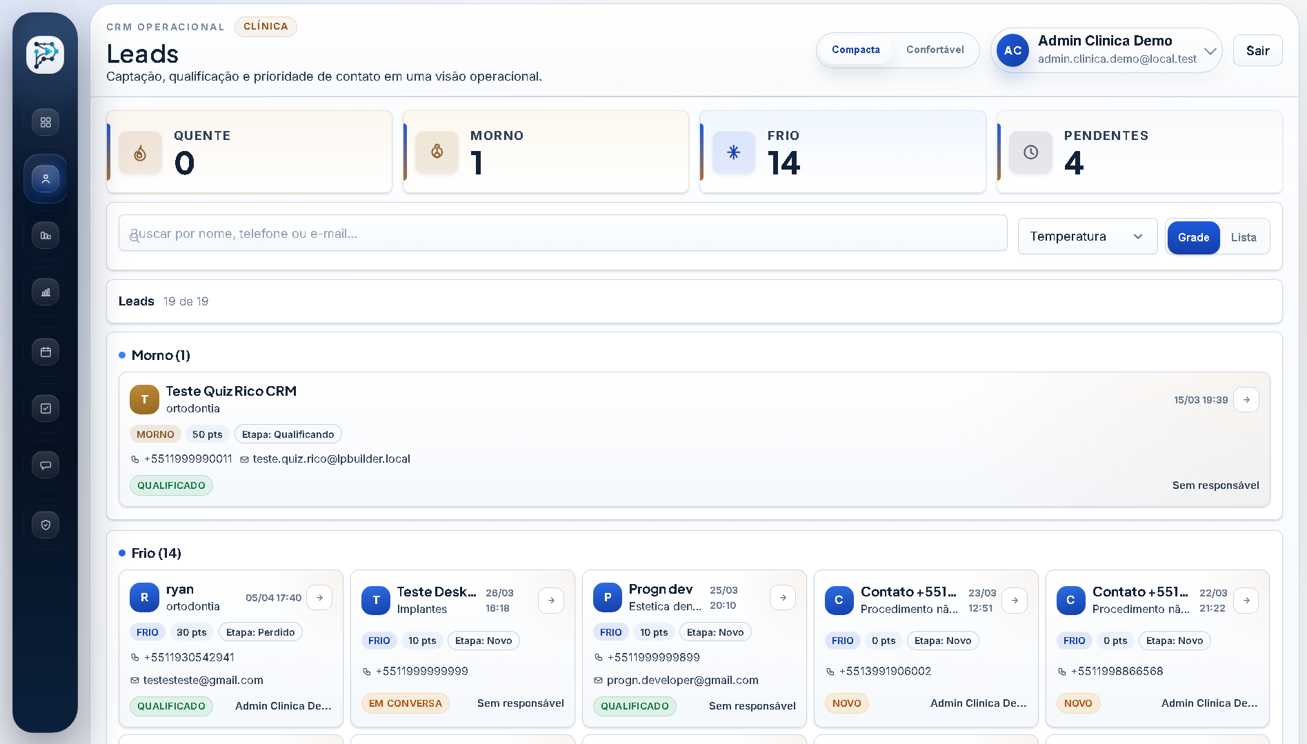 Gestão de leads e contatos